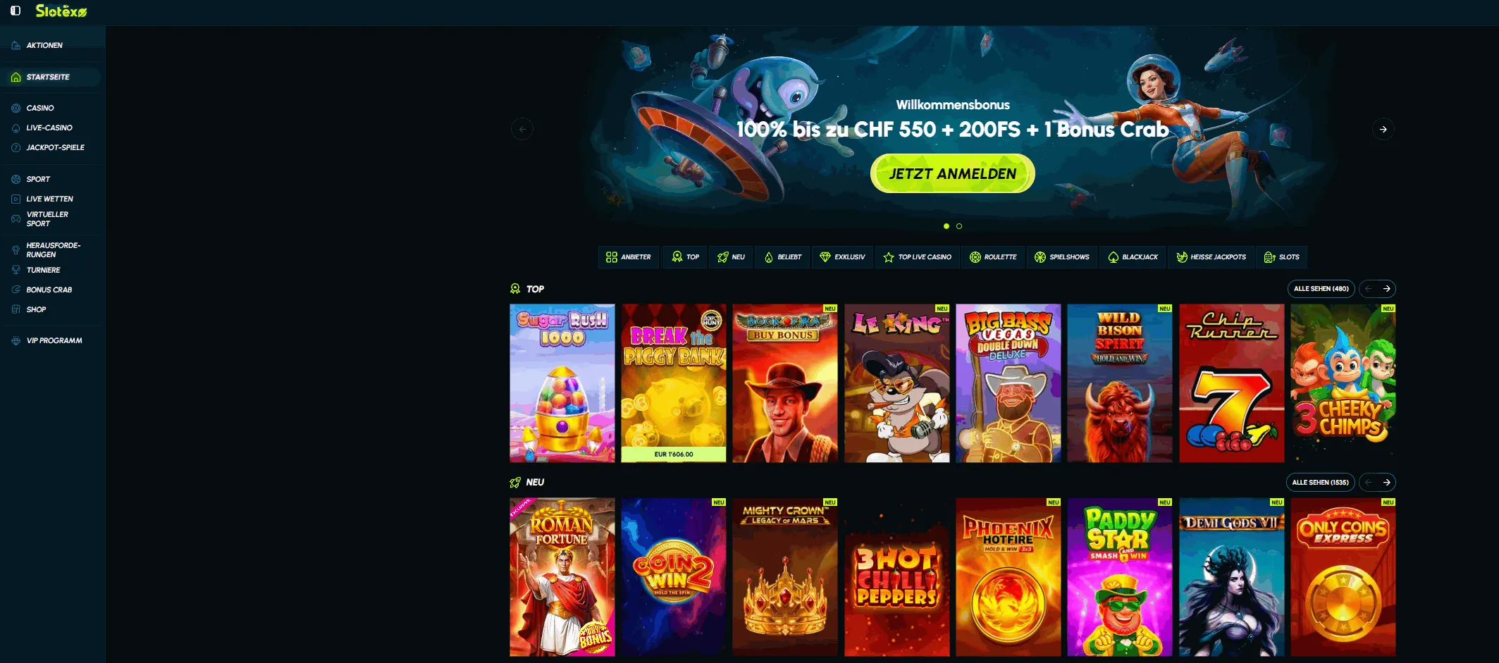 Slotexo Casino Webseite